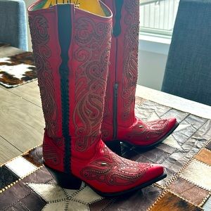 Beautiful Corral Red Studded Boots Size 9. Worn once!!